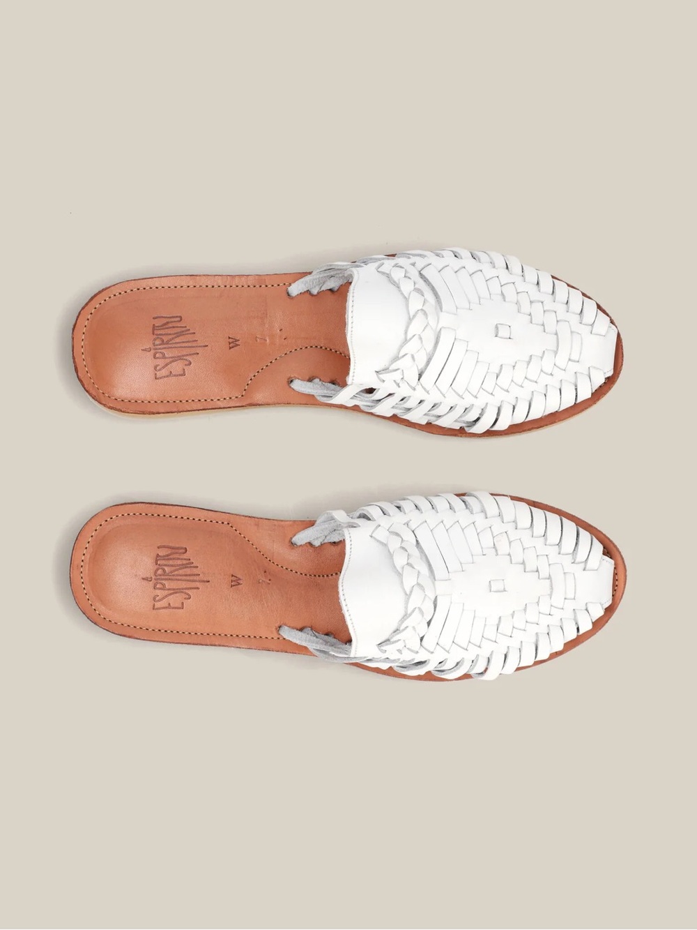 Espritu White Woven Leather Slide Mules 10